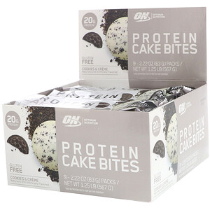 Отзывы о Оптимум Нутришэн, Protein Cake Bites, Cookies & Creme, 9 Bars, 2.22 oz (63 g) Each