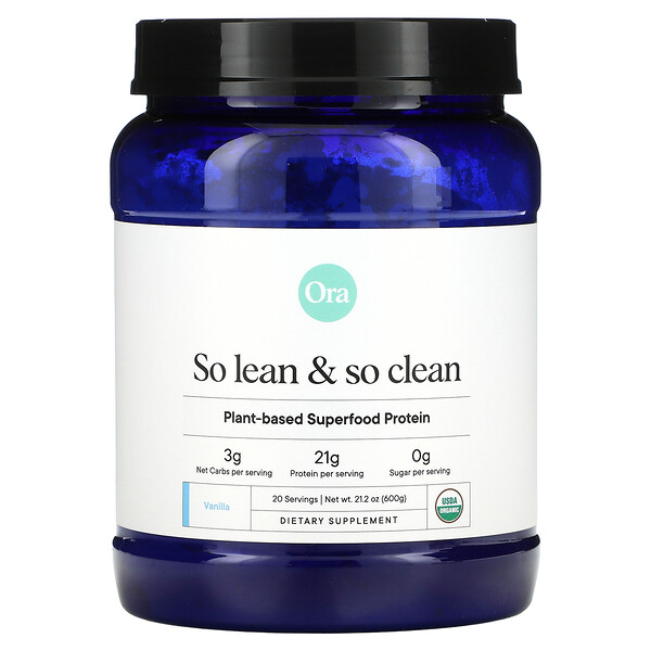 So Lean & So Clean, Organic & Plant-Based Superfood Protein, Vanilla, 21.2 oz (600 g)
