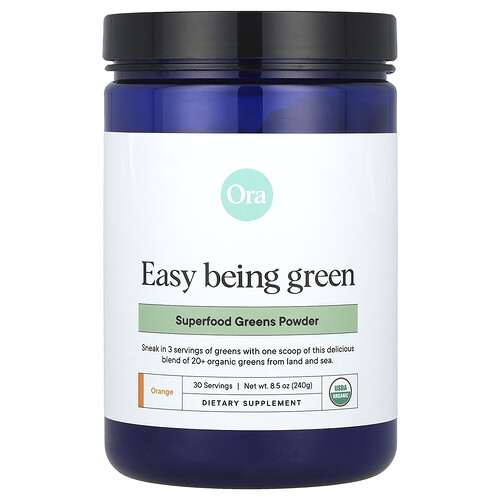 Ora Easy Being Green, Superfood Greens Powder, Orange, 8.5 oz (240 g)