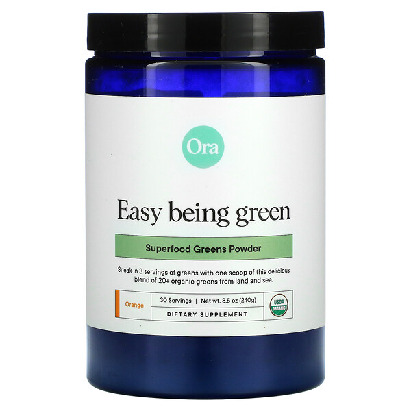 Ora, Easy Being Green/ Organic Alkaline Greens Powder, Hint of Citrus Flavor, 8.5 (240 g)