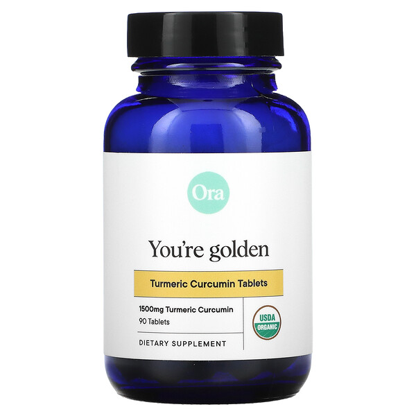 Ora‏, You're Golden, Organic Turmeric Curcumin Supplement, 500 mg, 90 Organic Tablets