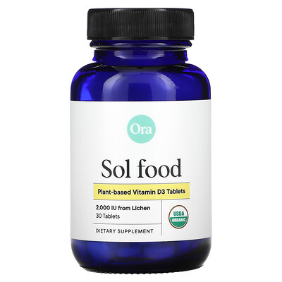 

Ora Sol Food, растительный витамин D3, 2000 МЕ, 30 таблеток