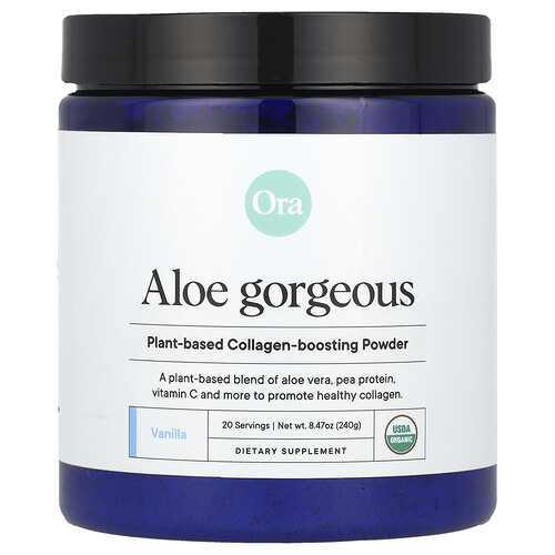 Ora Aloe Gorgeous, Plant-Based Collagen-Boosting Powder, Vanilla , 8.47 oz (240 g)