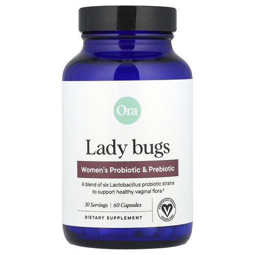 Ora Lady Bugs, Women's Probiotic & Prebiotic, 60 Capsules