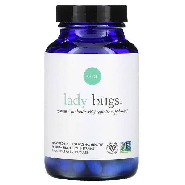 Lady Bugs, Women's Probiotic & Prebiotic Supplement, 60 Capsules