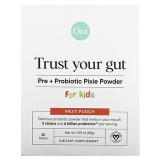 Ora, Trust Your Gut, Prä- und Probiotika-Pixie-Pulver, für Kinder, Fruchtpunsch, 6 Milliarden, 30 Sticks, je 1,5 g (0,05 oz.)