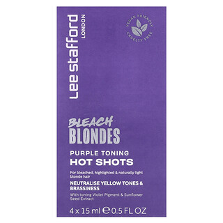 Lee Stafford, Bleach Blondes, Hot Shots Ungu yang Mengencangkan, 4 Sachet, 15 ml (0,5 ons cairan)