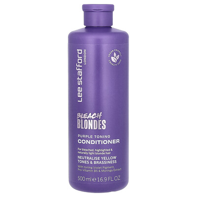 Lee Stafford Purple/Light Bleach Blondes, Toning Conditioner, For Bleached, Highlighted & Naturally Blonde Hair, Fl Oz (500 Ml) Size 16.9