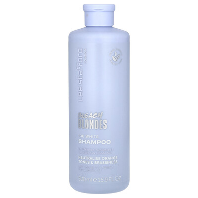 Lee Stafford White/Dark Bleach Blondes, Ice Shampoo, For Bleached, Highlighted & Naturally Blonde Hair, Fl Oz (500 Ml) Size 16.9