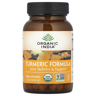 Organic India, Fórmula de açafrão, Mobilidade e Suporte das Articulações, 90 Cápsulas Vegetais