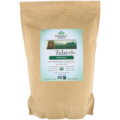 Organic India Листовой чай тулси, оригинальный, без кофеина, 454 г (16 унций)