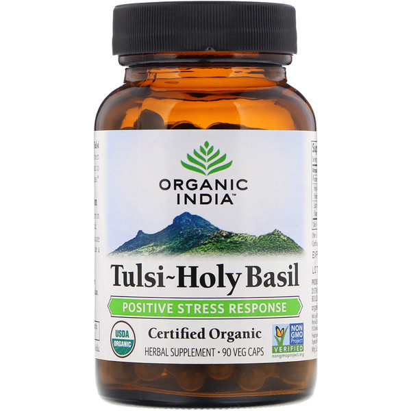 Organic India, Тулси-священный базилик, 90 вегетарианских капсул