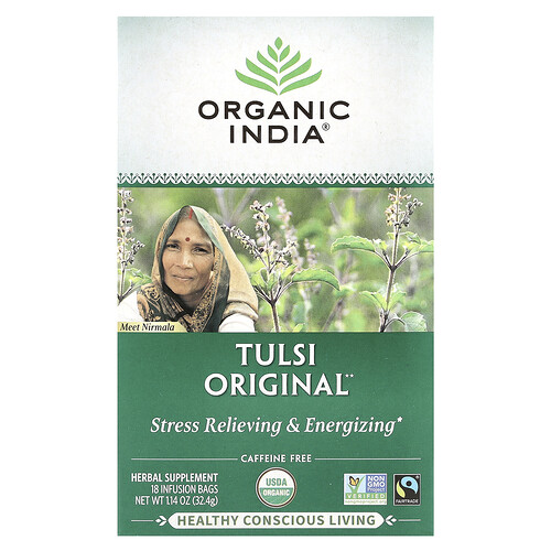 Organic India, Tulsi Original Tea, Caffeine-Free, 18 Infusion Bags, 1.14 oz (32.4 g)