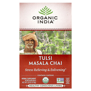 Organic India, Tulsi Masala Chai Tea, 18 Infusion Bags, 1.33 oz (37.8 g)