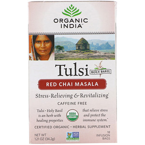 Органик Индиа, Tulsi Tea, Red Chai Masala, Caffeine-Free, 18 Infusion Bags, 1.21 oz (34.2 g) отзывы