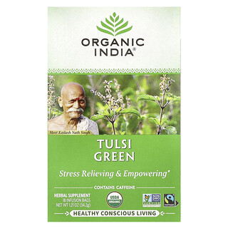 Organic India, Tulsi Green Tea, 18 Infusion Bags, 1.21 oz (34.2 g)