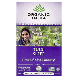 Organic India, Tulsi Sleep Tea, Caffeine Free, 18 Infusion Bags, 1.14 oz (32.4 g)