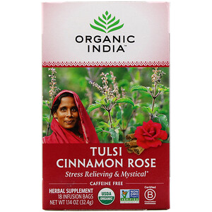 Органик Индиа, Tulsi Tea, Cinnamon Rose, Caffeine-Free, 18 Infusion Bags, 1.14 oz (32.4 g) отзывы