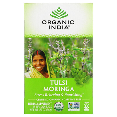 

Organic India Tulsi Tea Moringa Caffeine Free 18 Infusion Bags 1.27 oz (36 g)