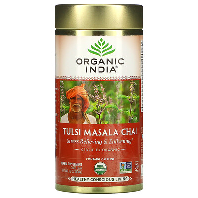 Organic India Tulsi Masala Chai, Stress Relieving & Enlivening, Loose Leaf, 3.5 oz (100 g)