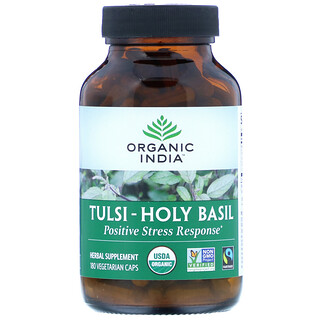 Organic India, тулси (базилик священный), 180 растительных капсул