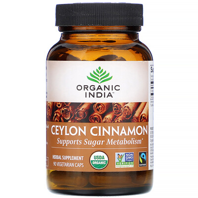 Organic India Ceylon Cinnamon, 90 Vegetarian Caps
