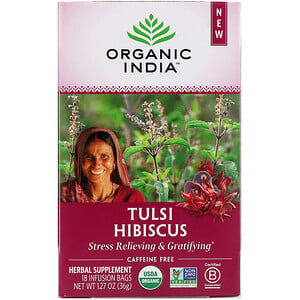 Органик Индиа, Tulsi Tea, Hibiscus, Caffeine-Free, 18 Infusion Bags, 1.27 oz (36 g) отзывы