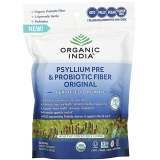 Organic India, 車前子益生元和益生菌纖維，原味，10 盎司（283.5 克）