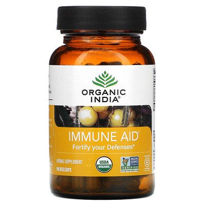 Organic India Immune Aid, Fortify Your Defenses, 90 Veggie Caps