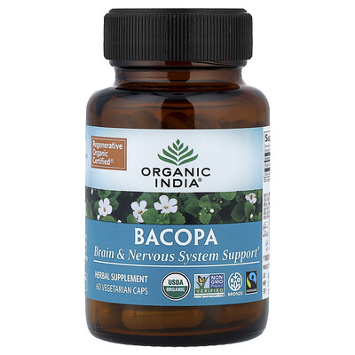 Organic India, Bacopa, 60 cápsulas vegetales (350 mg por cápsula)