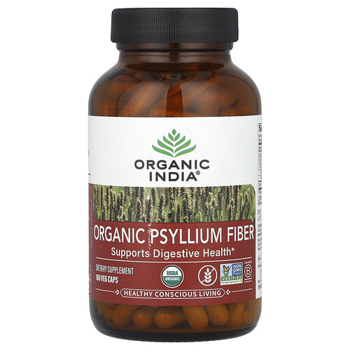 Organic India Organic Psyllium Fiber, 180 Veg Caps (0.52 g per Capsule)