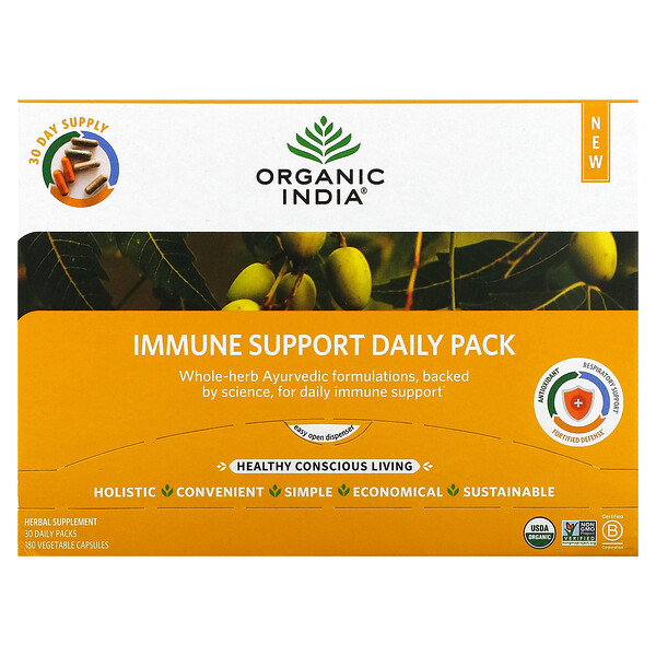 Organic India, Immune Support Daily Pack, 30 Daily Packs, 180 Vegetable ...