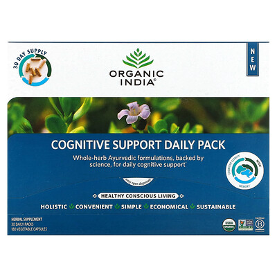 

Organic India Ежедневный пакет для поддержки когнитивных функций 30 ежедневных пакетиков 180 растительных капсул