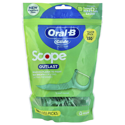Product Image for Oral-B, Glide, Scope Outlast Floss Picks, Mint, 150 Floss Picks