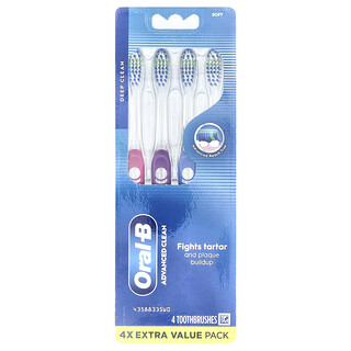 Oral-B, Brosse à dents Advanced Clean. Doux, Paquet de 4