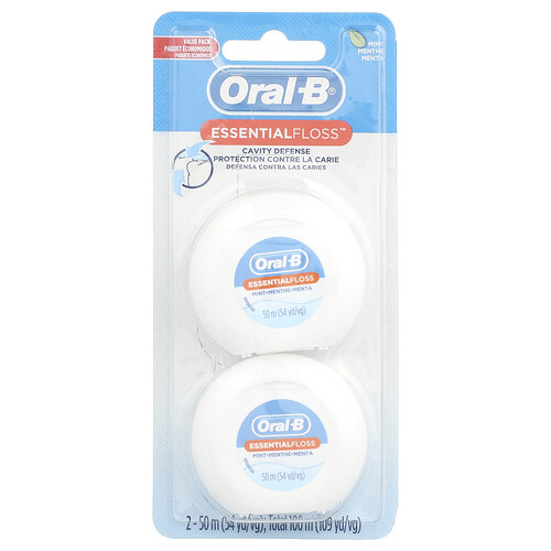 Oral-B, EssentialFloss™, voordeelverpakking, munt, 2-pack, 50 m per stuk