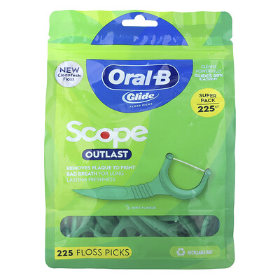 Product Image for Oral-B, Glide, Scope Outlast Floss Picks, Mint, 225 Floss Picks