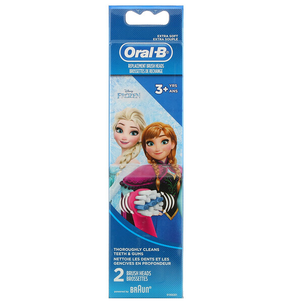 Oral-B‏, Kids, Frozen, Replacement Brush Heads, Extra Soft, 3+ Years, 2 Brush Heads