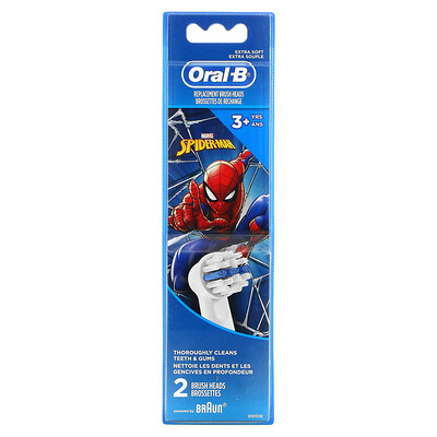 Oral-B Сменные насадки-щетки, сверхмягкие, для детей от 3 лет, Человек-паук, 2 шт. В упаковке
