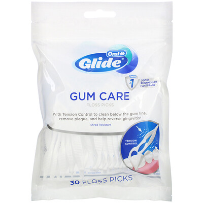 Oral-B Glide, Gum Care, Floss Picks, 30 Count