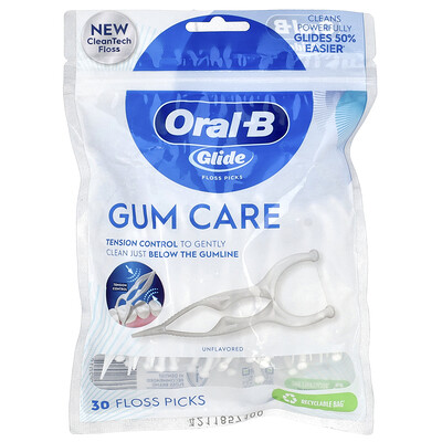 Product Image for Oral-B, Glide, Gum Care, Floss Picks, Unflavored , 30 Floss Picks
