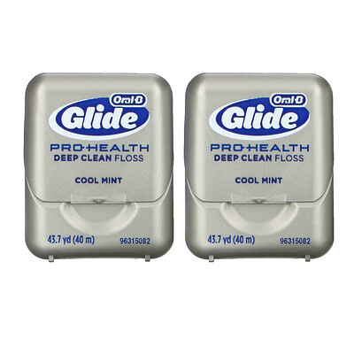 Купить Oral-B Glide, Pro-Health, зубная нить для глубокой очистки, прохладная мята, 2 упаковки, 43, 7 ярда (40 м) каждый