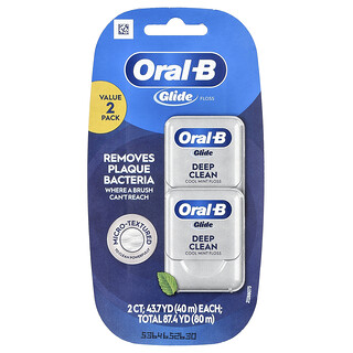 Oral-B, Glide Floss, dybderensende, cool mint, 2-pakning, 43,7 yards (40 m) pr. stk.