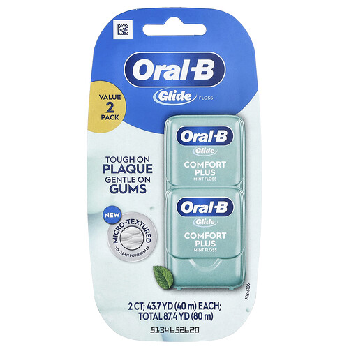 Oral-b Glide Floss, Pro Health, Comfort Plus, Mint, 2 Pack, 43.7 yd (40 m) Each
