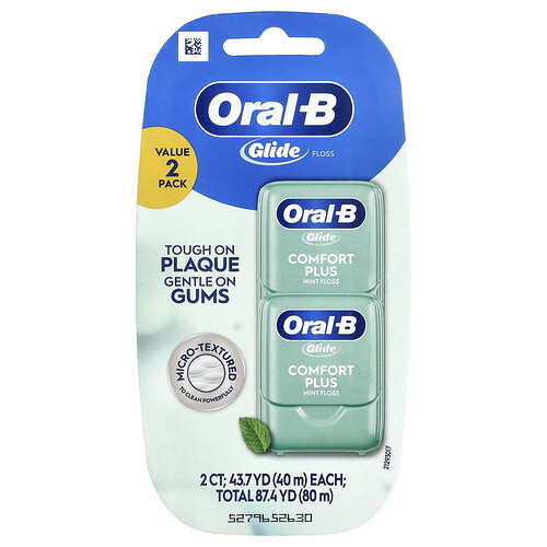 Oral-B, Glide Floss, Comfort Plus, Minze, 2 Packungen, je 43,7 yd (40 m)