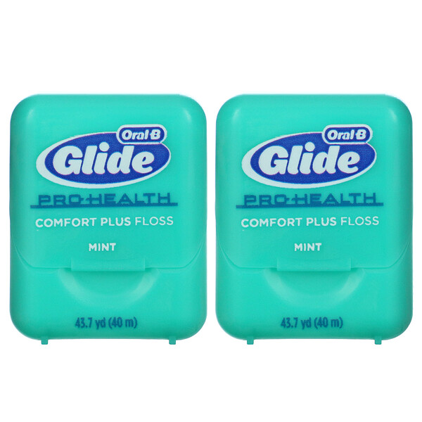 Glide, Pro-Health, нить Comfort Plus, мята, 2 упаковки, 43,7 ярда (40 м) каждый