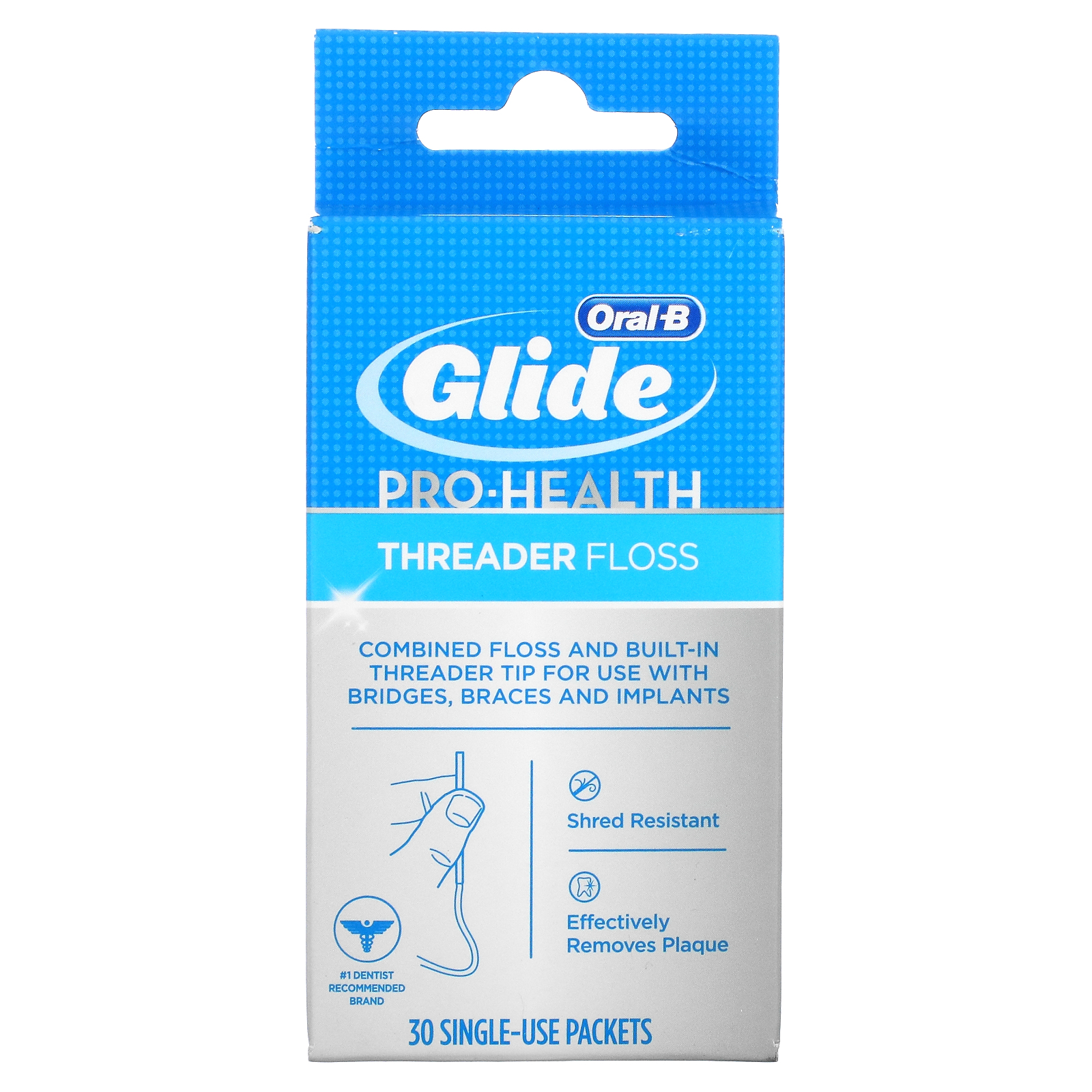 OralB, ProHealth, Threader Floss, 30 SingleUse Packets