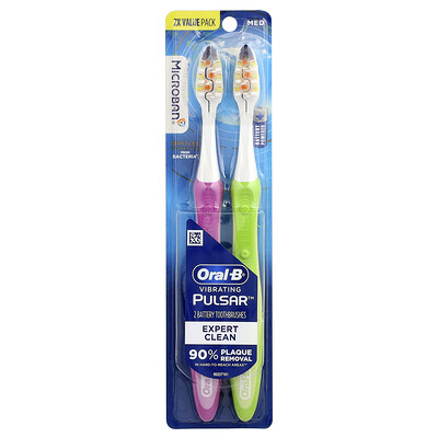 Oral-B, Vibrating Pulsar™, Cepillo de dientes a batería, Mediano, Paquete de 2