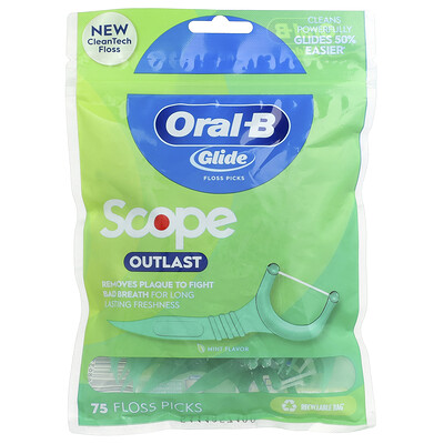 Product Image for Oral-B, Glide, Scope Outlast Floss Picks, Mint, 75 Floss Picks