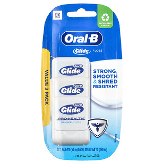 Oral-B, Glide, Pro-Health, оригінальна зубна нитка, 3 упаковки по 50 м (54,6 ярдів)